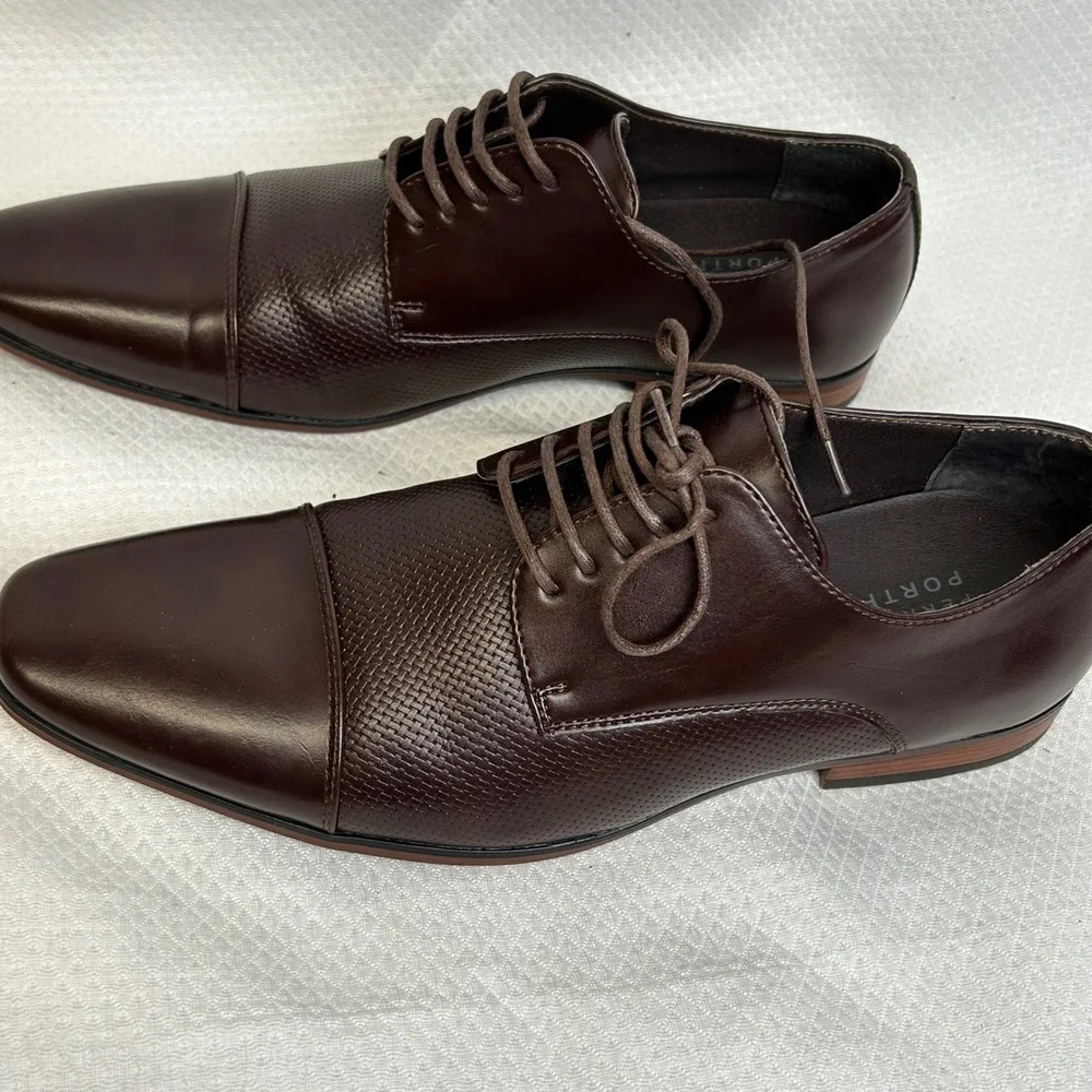 Perry Ellis Portfolio Duke Dark Brown Cap Toe Oxford Dress Shoes PEJSN17096B-2